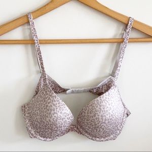 VS Gray Leopard Print Biofit Demi Lift Bra